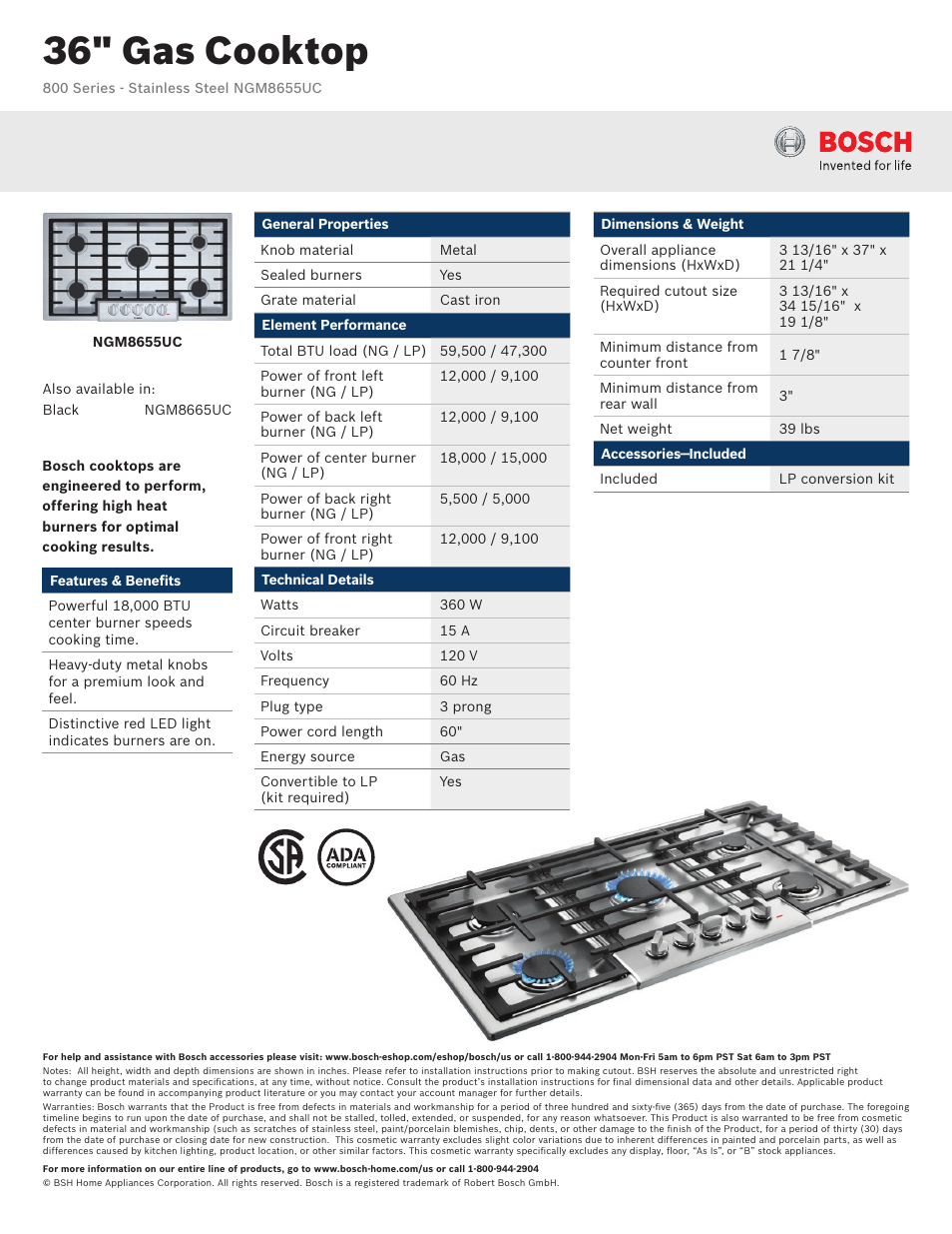 Bosch NGM8655UC User Manual | 2 pages
