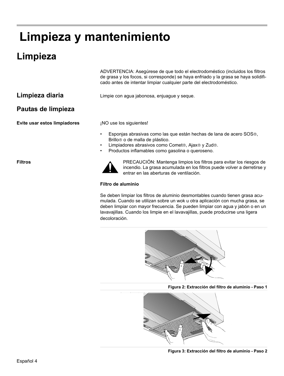 Limpieza diaria, Pautas de limpieza | Bosch HUI31451UC User Manual | Page 26 / 32