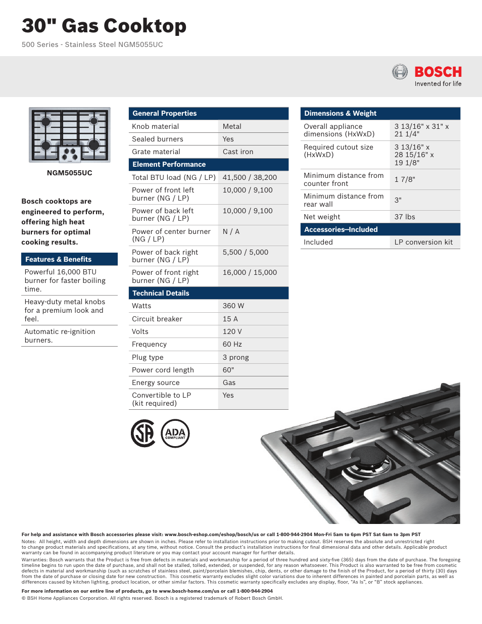 Bosch NGM5055UC User Manual | 2 pages