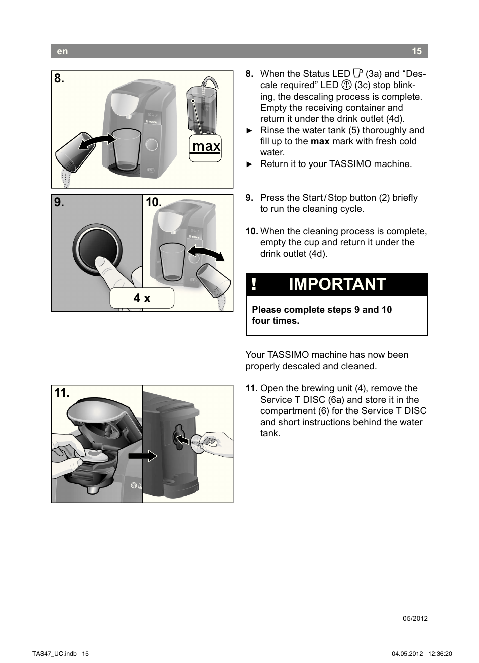 Important | Bosch Tassimo Hot Beverage System intenso User Manual | Page 17 / 66