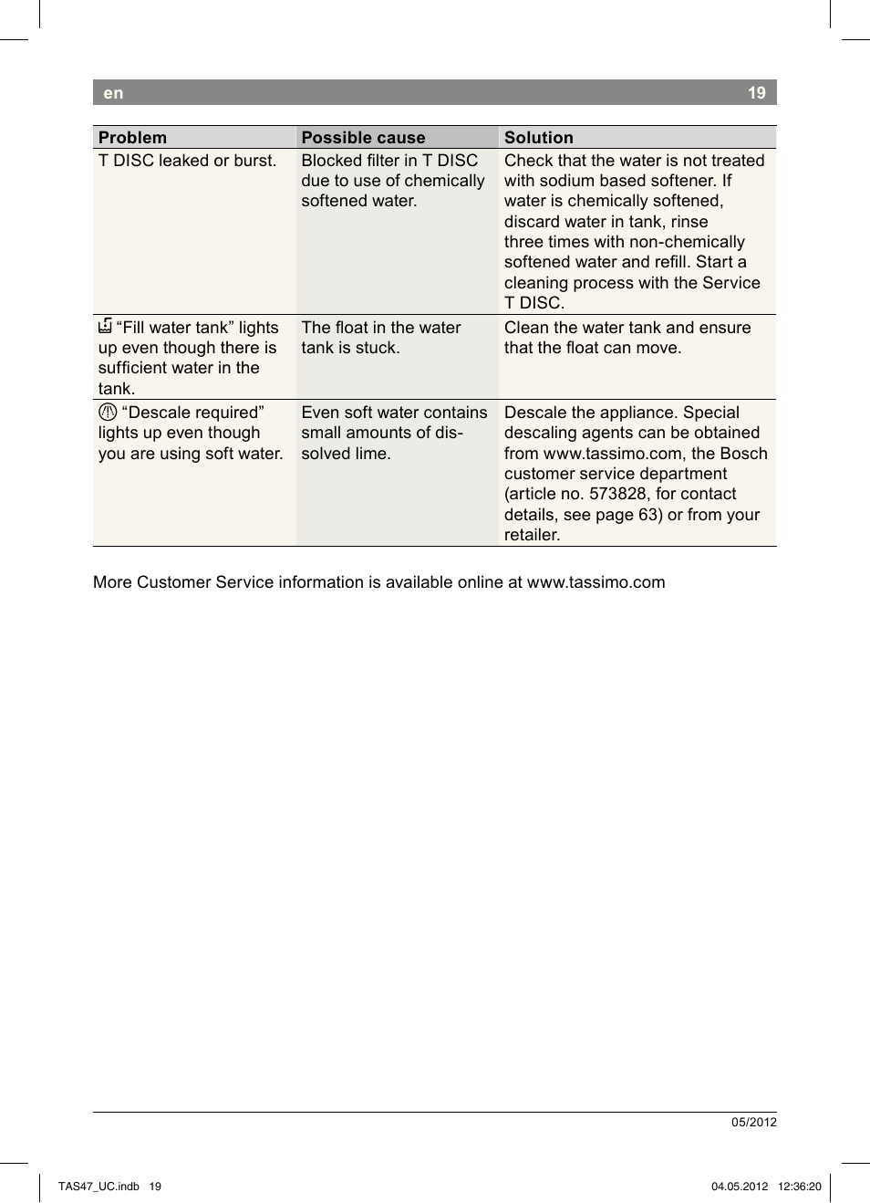 Bosch Tassimo Hot Beverage System intenso User Manual | Page 21 / 66