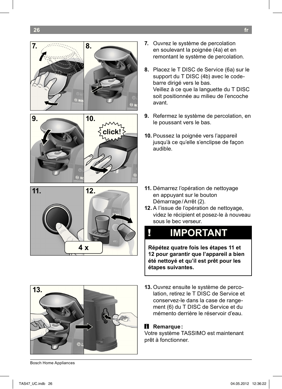 Important | Bosch Tassimo Hot Beverage System intenso User Manual | Page 28 / 66