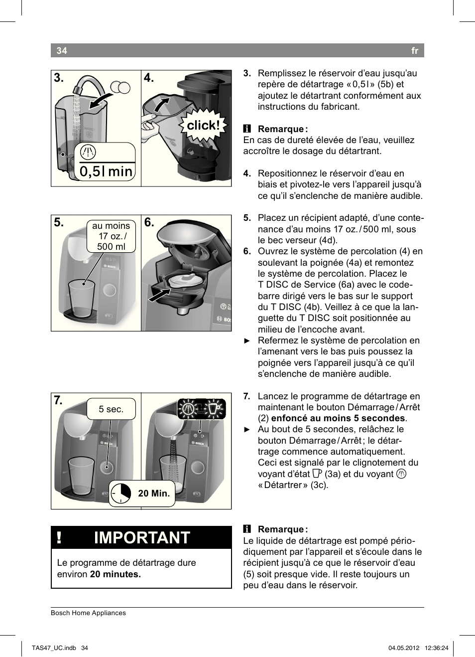 Important | Bosch Tassimo Hot Beverage System intenso User Manual | Page 36 / 66