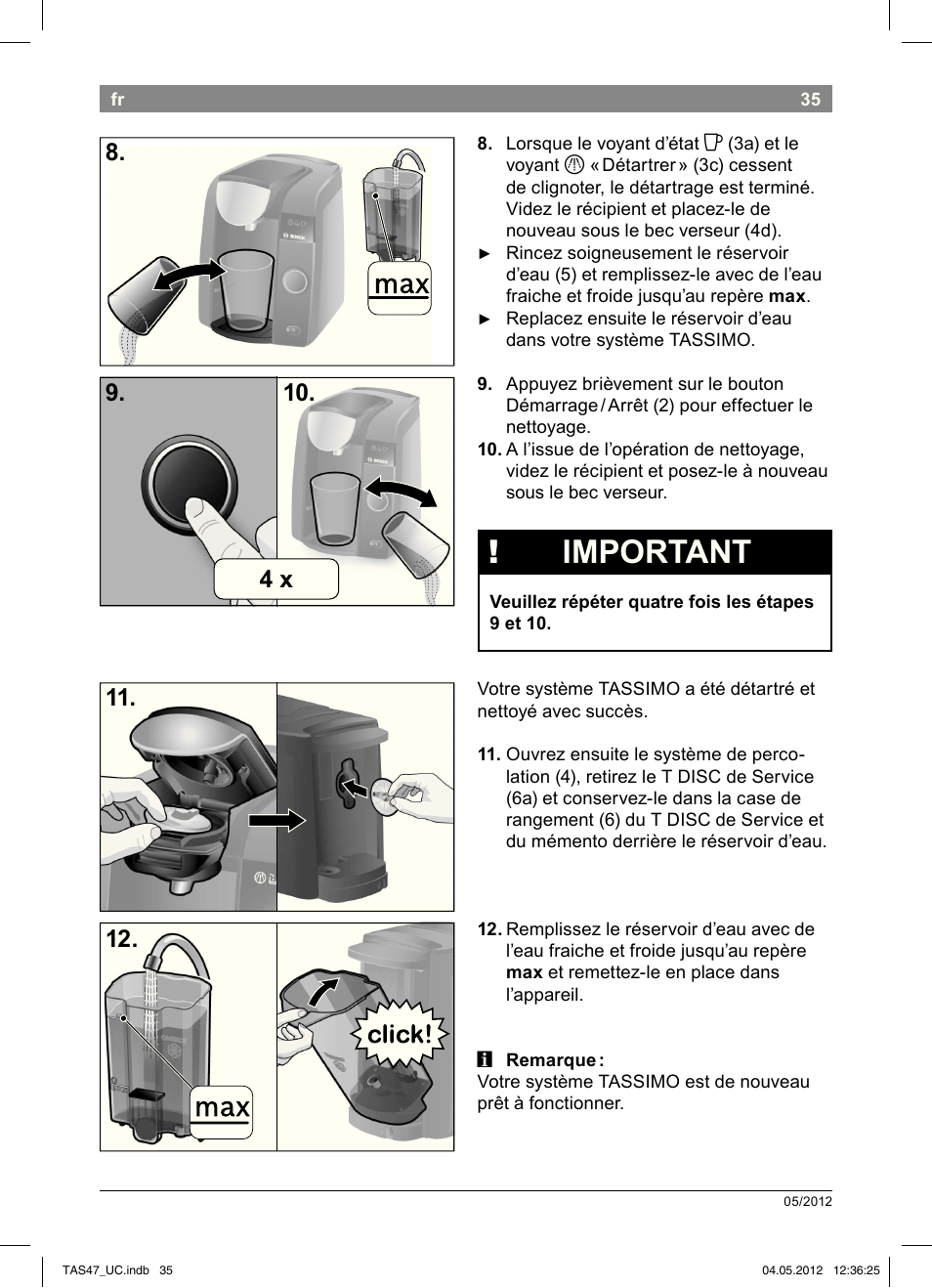 Important | Bosch Tassimo Hot Beverage System intenso User Manual | Page 37 / 66