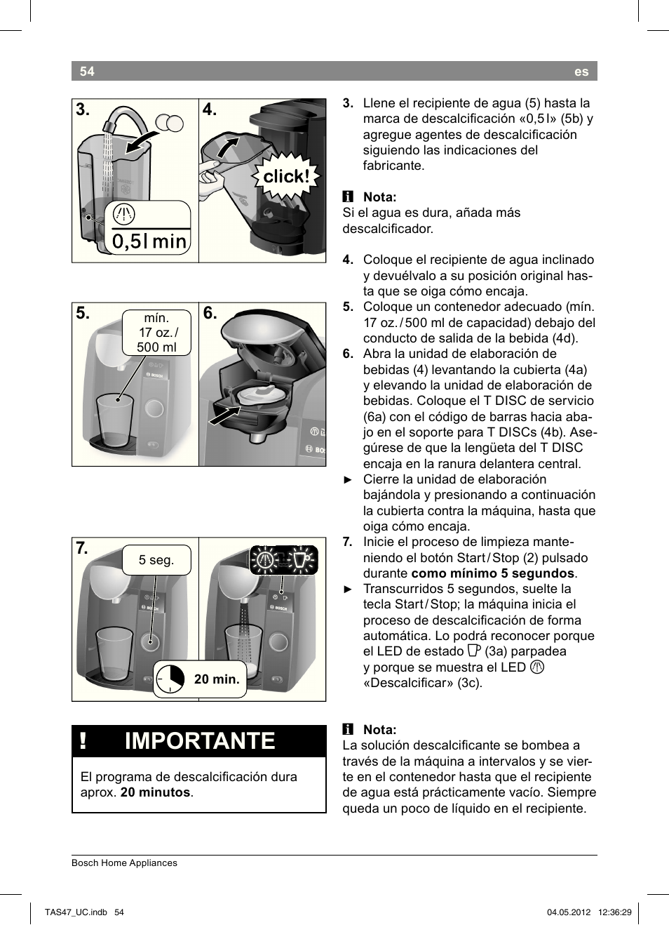 Importante | Bosch Tassimo Hot Beverage System intenso User Manual | Page 56 / 66