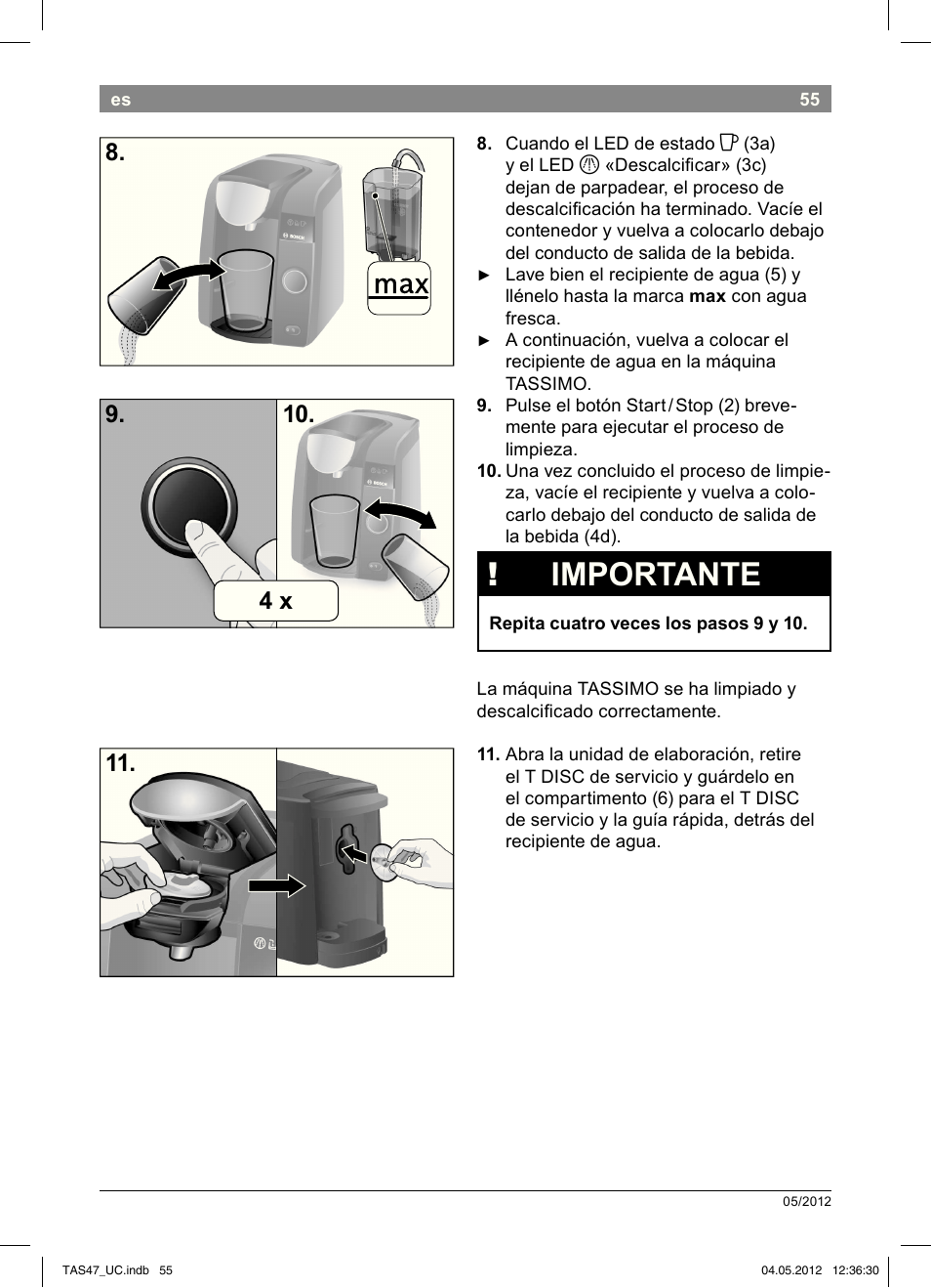 Importante | Bosch Tassimo Hot Beverage System intenso User Manual | Page 57 / 66