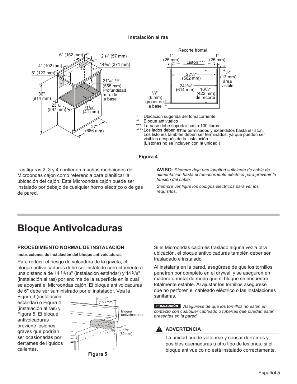 Bloque antivolcaduras | Bosch HMD8451UC User Manual | Page 20 / 24