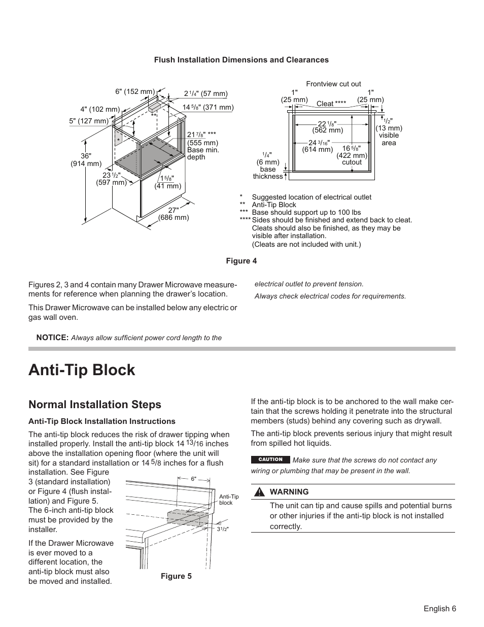 Anti-tip block, Normal installation steps | Bosch HMD8451UC User Manual | Page 6 / 24