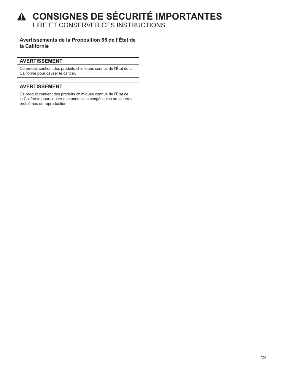 Avertissement, Risque de blessure, Installation et entretien corrects | Attention, Remarque, Consignes de sécurité importantes | Bosch HUI54451UC User Manual | Page 19 / 44
