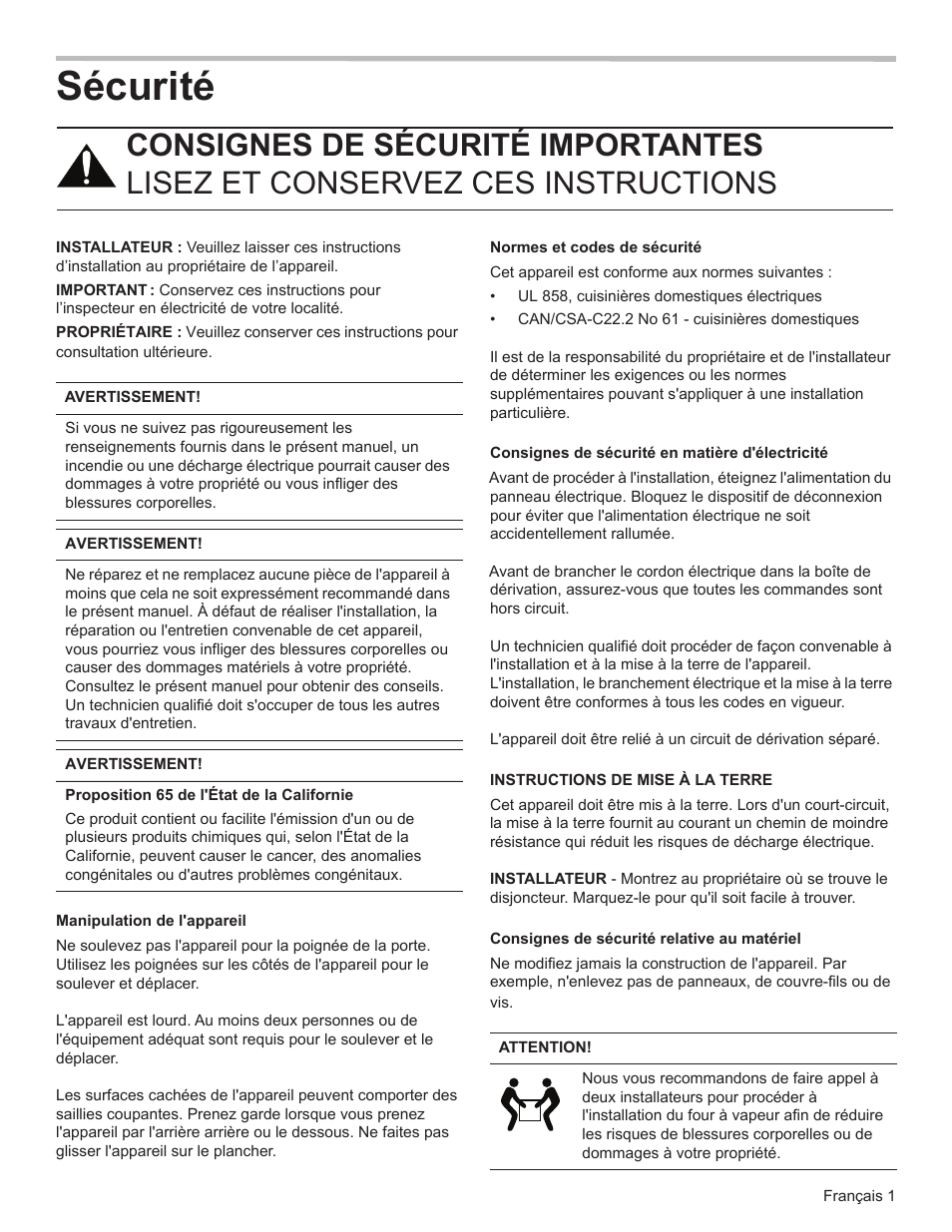 Sécurité | Bosch HSLP451UC User Manual | Page 11 / 26