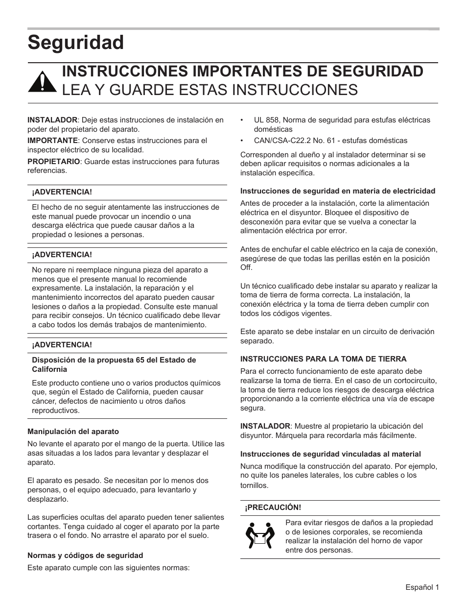 Seguridad | Bosch HSLP451UC User Manual | Page 19 / 26