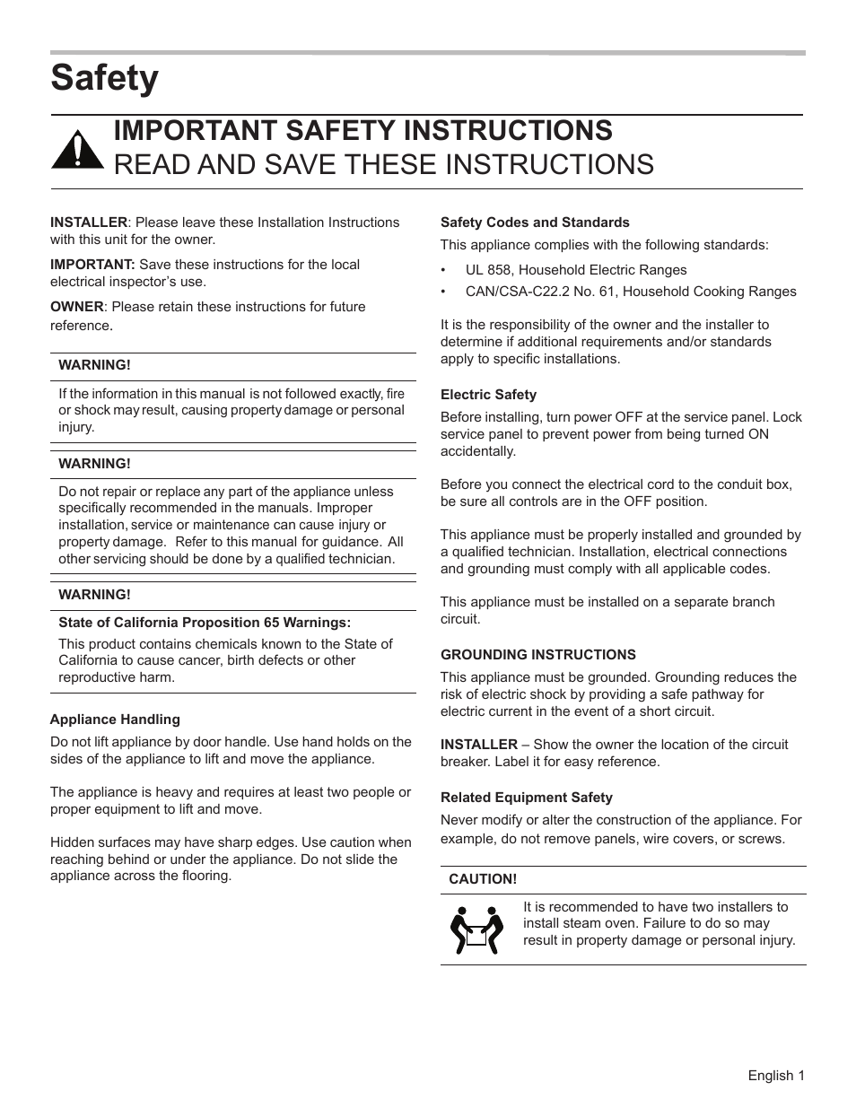 Safety | Bosch HSLP451UC User Manual | Page 3 / 26