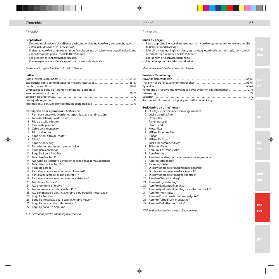 Svenska español | Electrolux ZUS3922B User Manual | Page 65 / 92