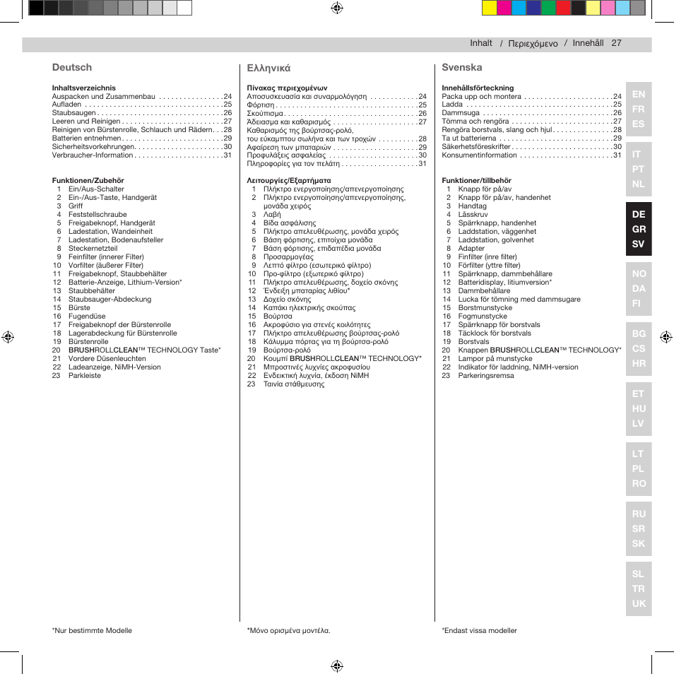 Deutsch, Ελληνικά, Svenska | Electrolux ZB2932 User Manual | Page 29 / 112