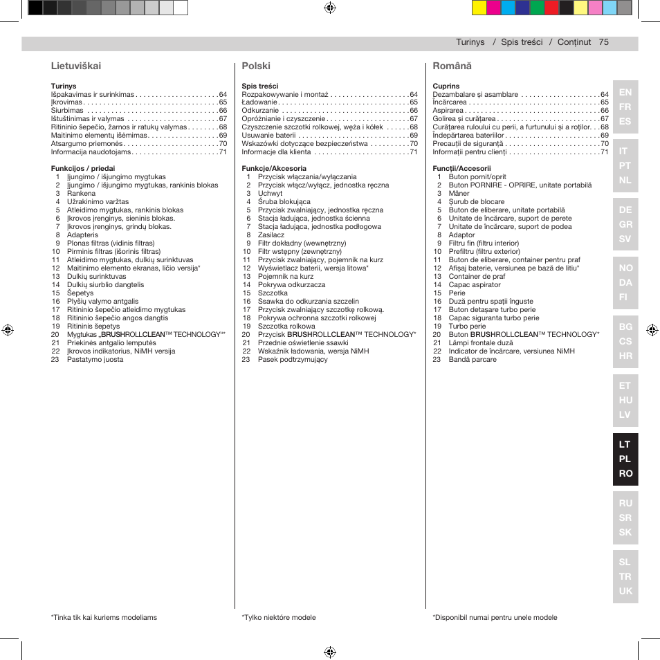 Lietuviškai, Polski, Română | Electrolux ZB2932 User Manual | Page 77 / 112