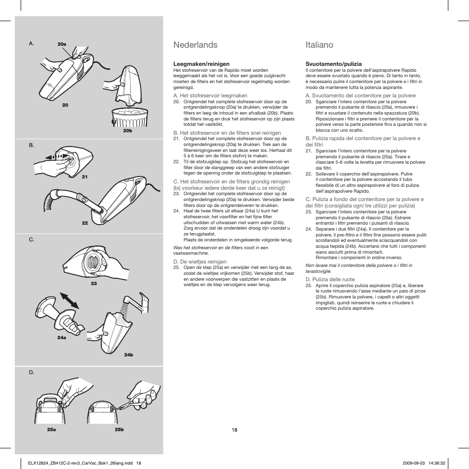 Italiano, Nederlands | Electrolux ZB412C User Manual | Page 18 / 60