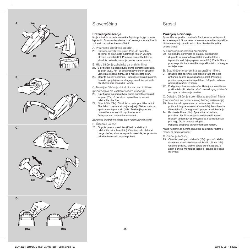 Srpski, Slovenščina | Electrolux ZB412C User Manual | Page 50 / 60
