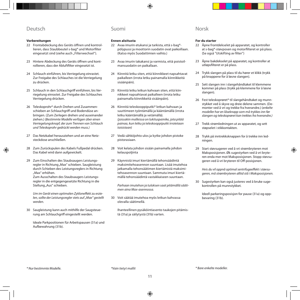 Deutsch, Suomi, Norsk | Electrolux ZJM6840 User Manual | Page 11 / 96