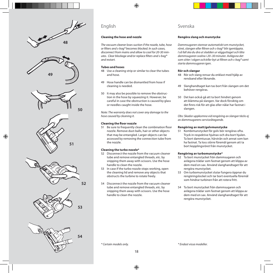 English, Svenska | Electrolux ZJM6840 User Manual | Page 18 / 96