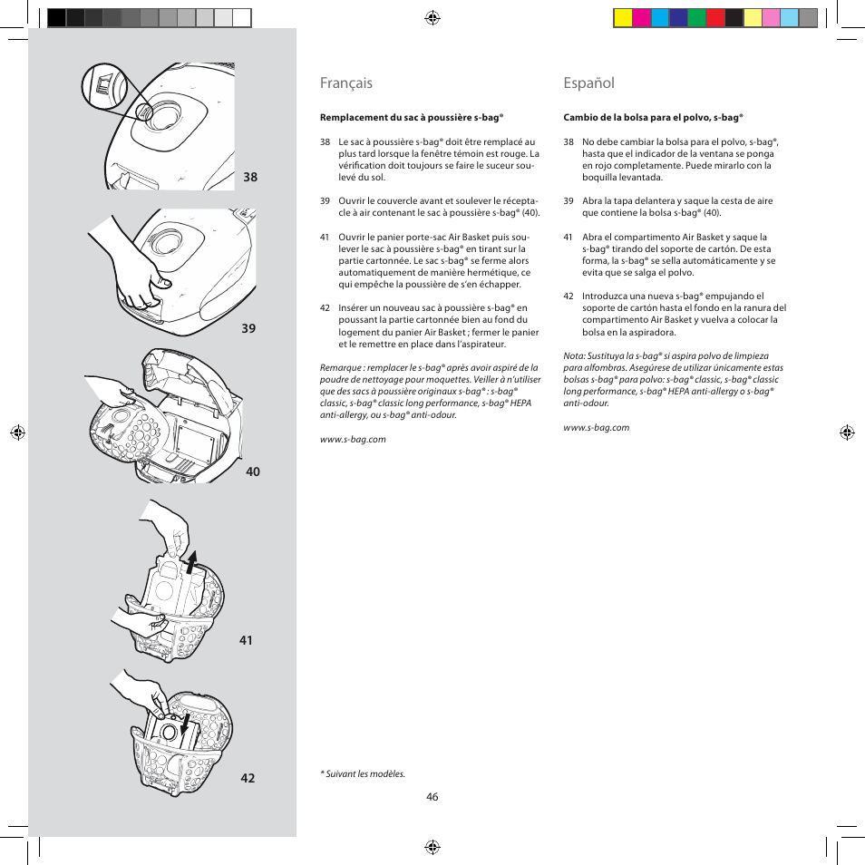 Français, Español | Electrolux ZJM6840 User Manual | Page 46 / 96