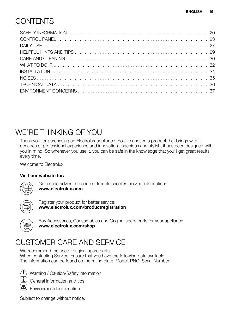 Electrolux ENG2913AOW User Manual | Page 19 / 60