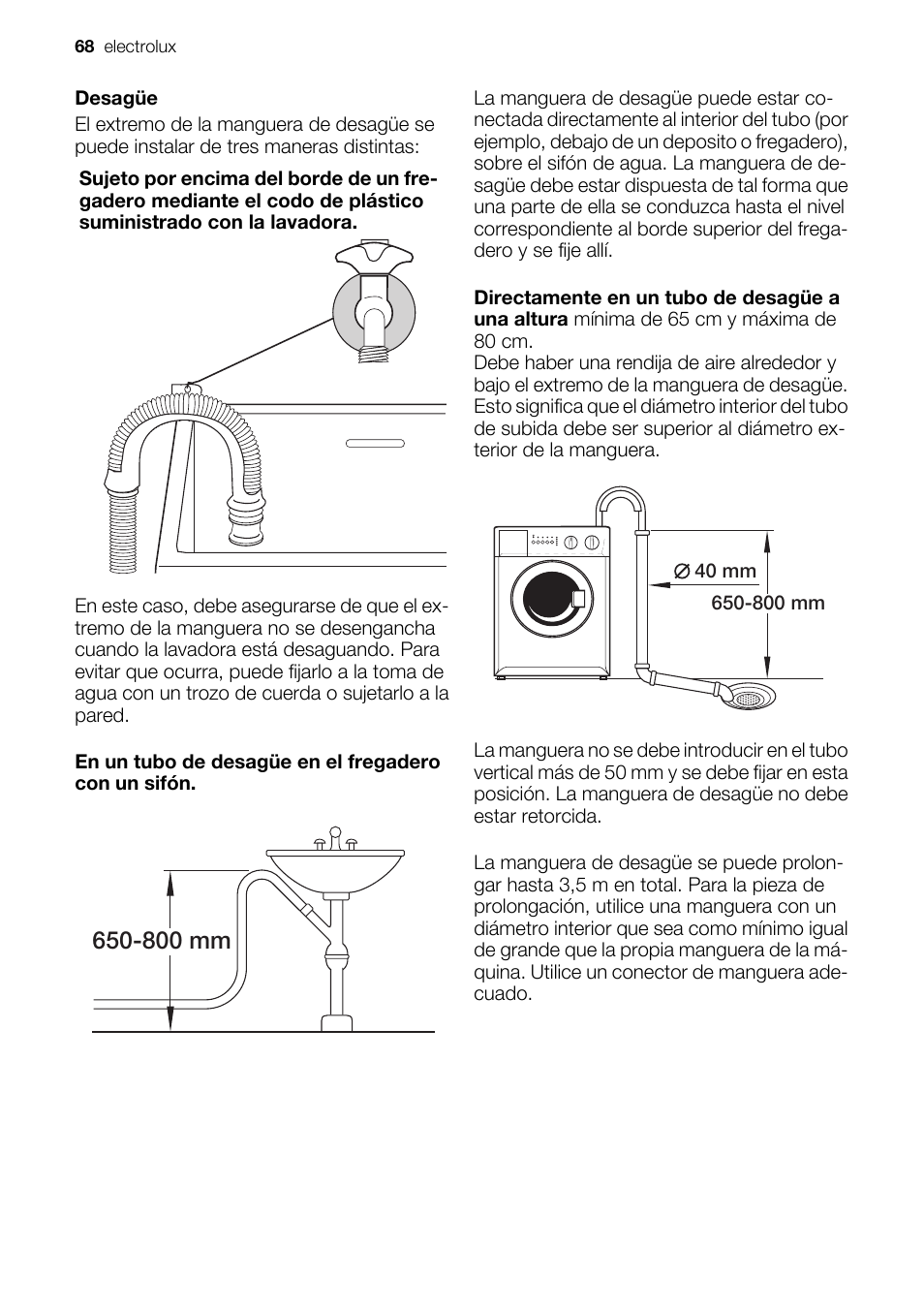 800 mm | Electrolux EWC1350 User Manual | Page 68 / 72