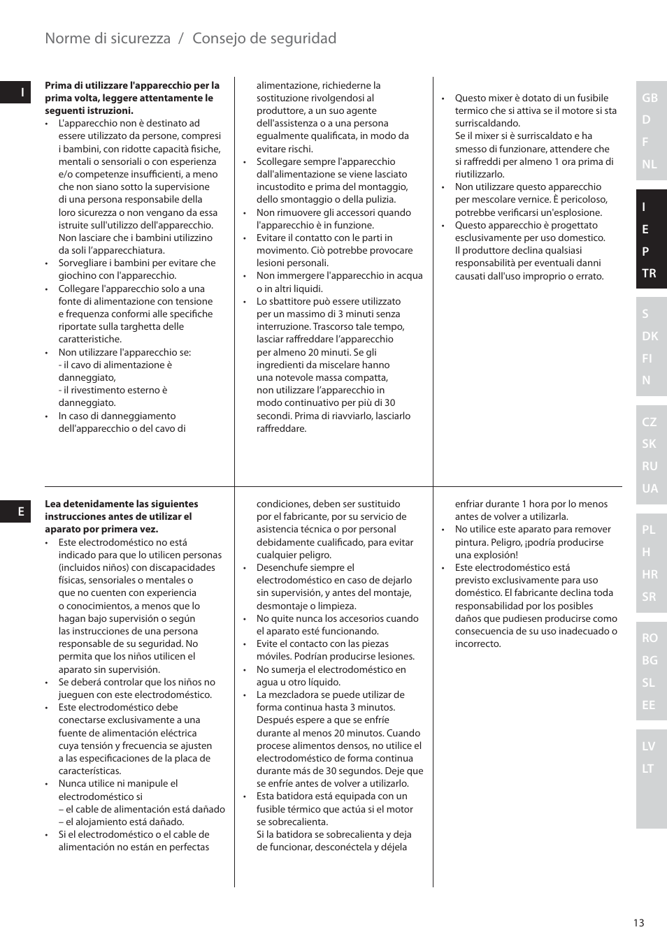 Norme di sicurezza, Consejo de seguridad | Electrolux EHM6200 User Manual | Page 13 / 64