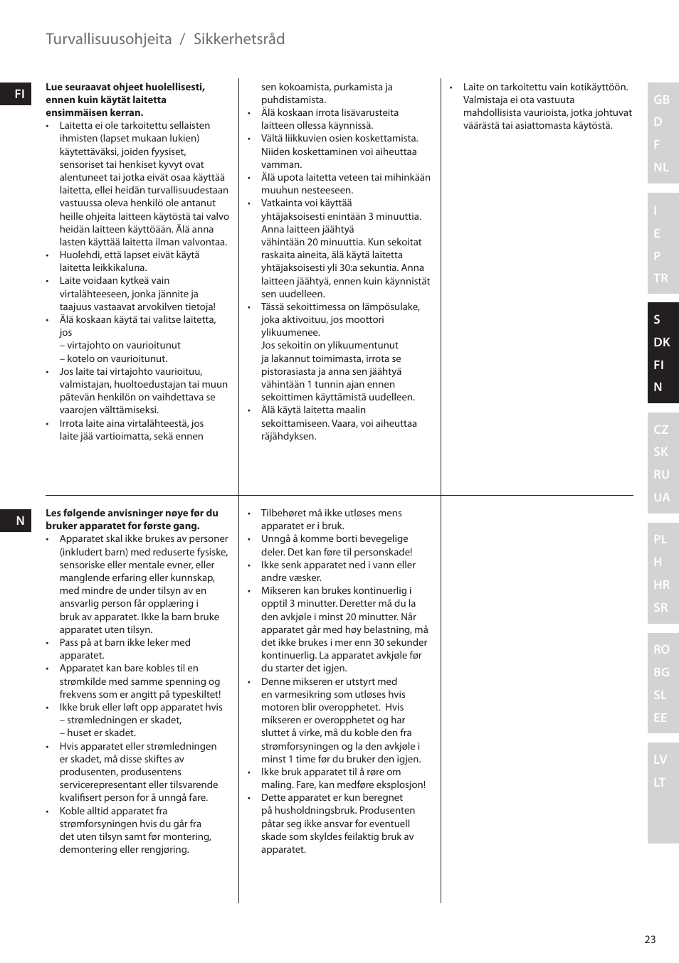 Turvallisuusohjeita, Sikkerhetsråd | Electrolux EHM6200 User Manual | Page 23 / 64