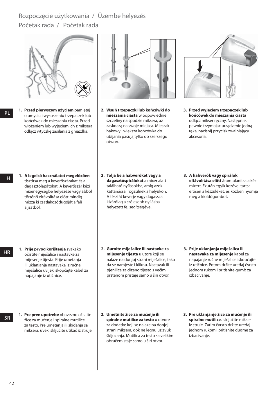 Pl hr sr | Electrolux EHM6200 User Manual | Page 42 / 64