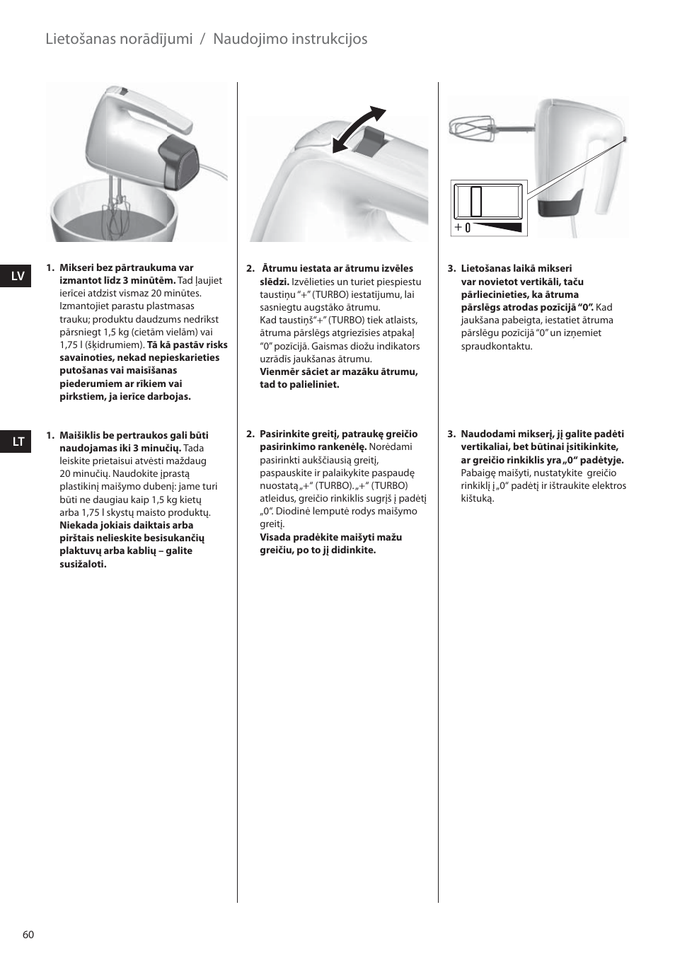 Lietošanas norādījumi, Naudojimo instrukcijos | Electrolux EHM6200 User Manual | Page 60 / 64