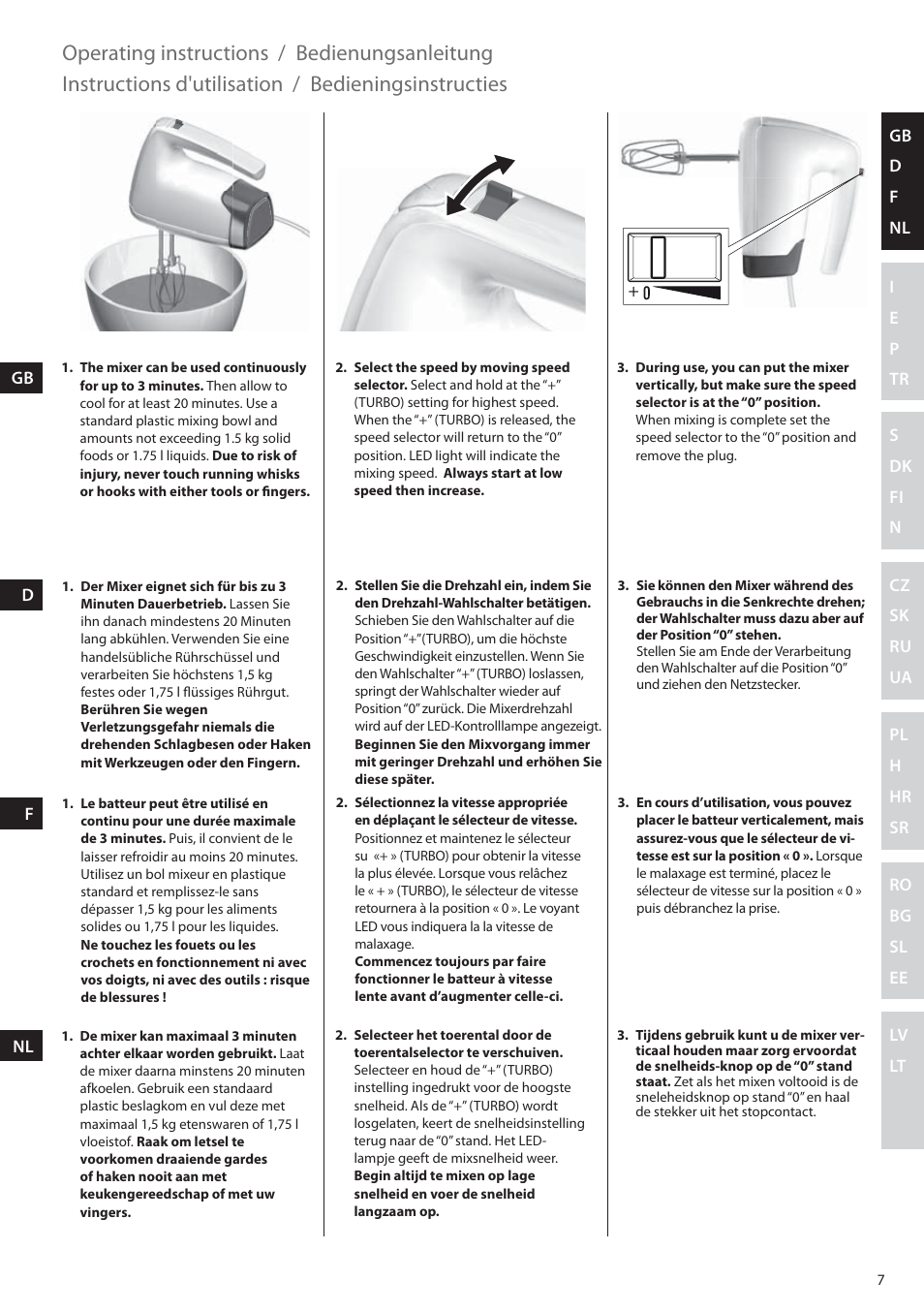 Operating instructions, Bedienungsanleitung, Instructions d'utilisation | Bedieningsinstructies | Electrolux EHM6200 User Manual | Page 7 / 64