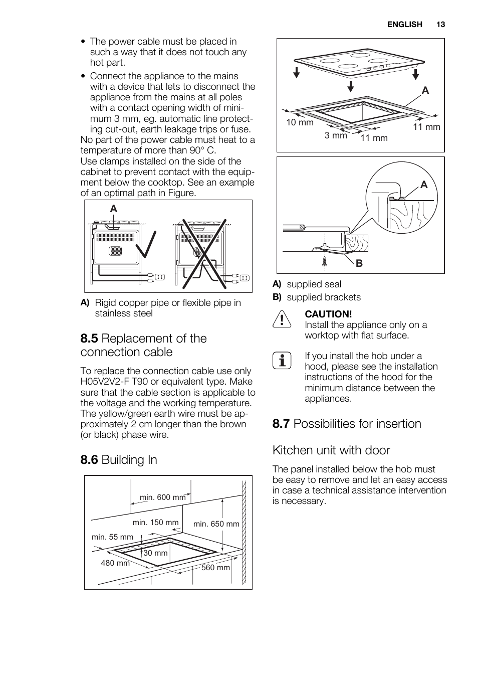 5 replacement of the connection cable, 6 building in | Electrolux EGG6242NOX User Manual | Page 13 / 48