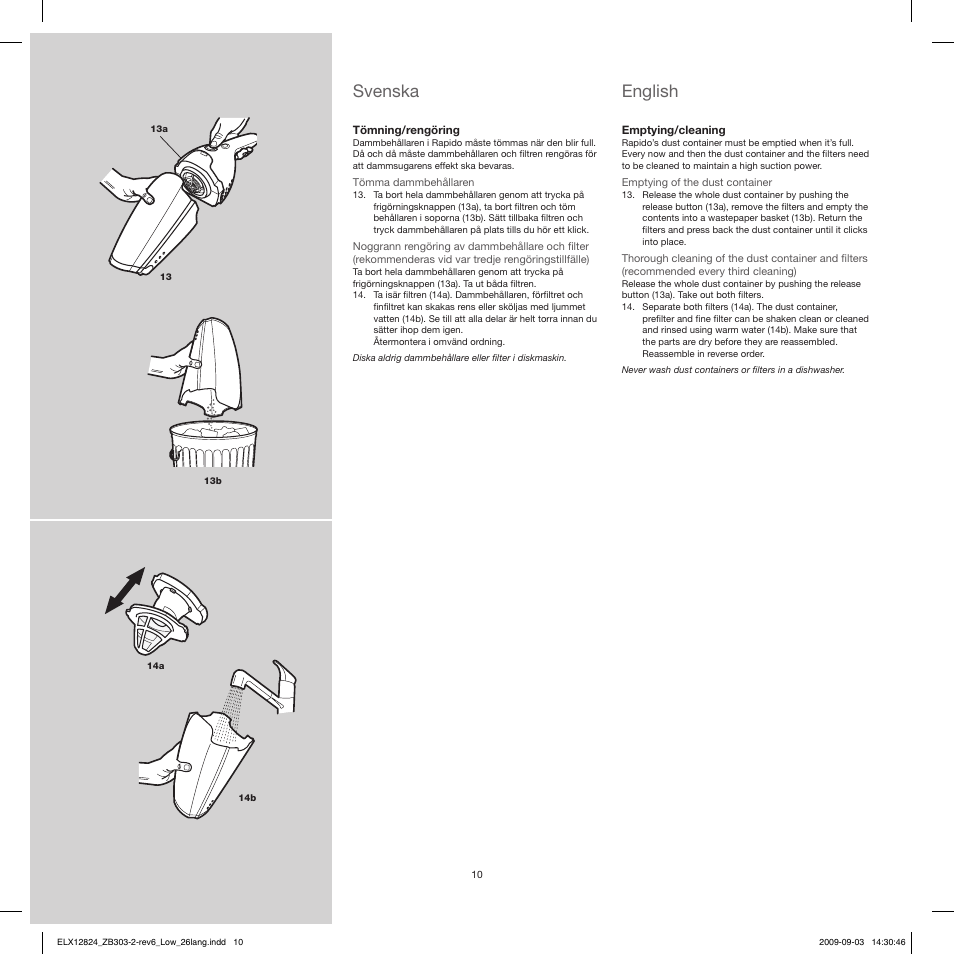 Svenska, English | Electrolux ZB3103 User Manual | Page 10 / 60
