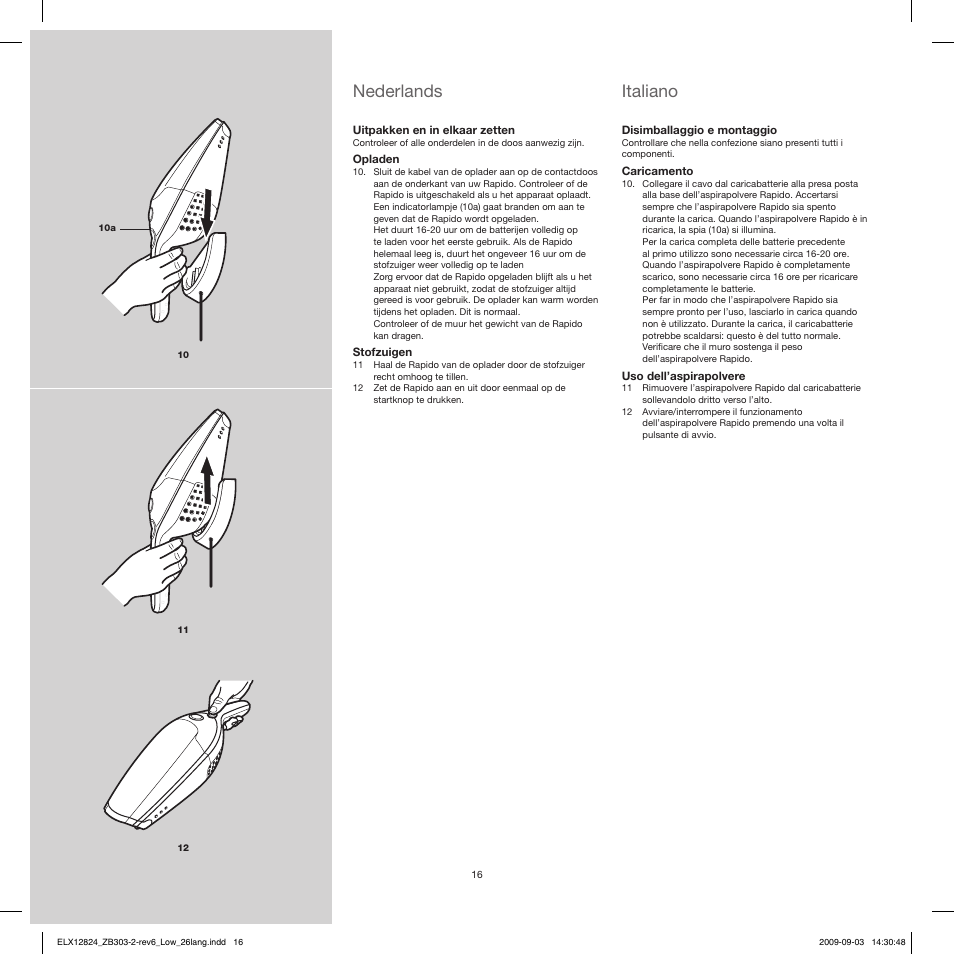 Italiano, Nederlands | Electrolux ZB3103 User Manual | Page 16 / 60