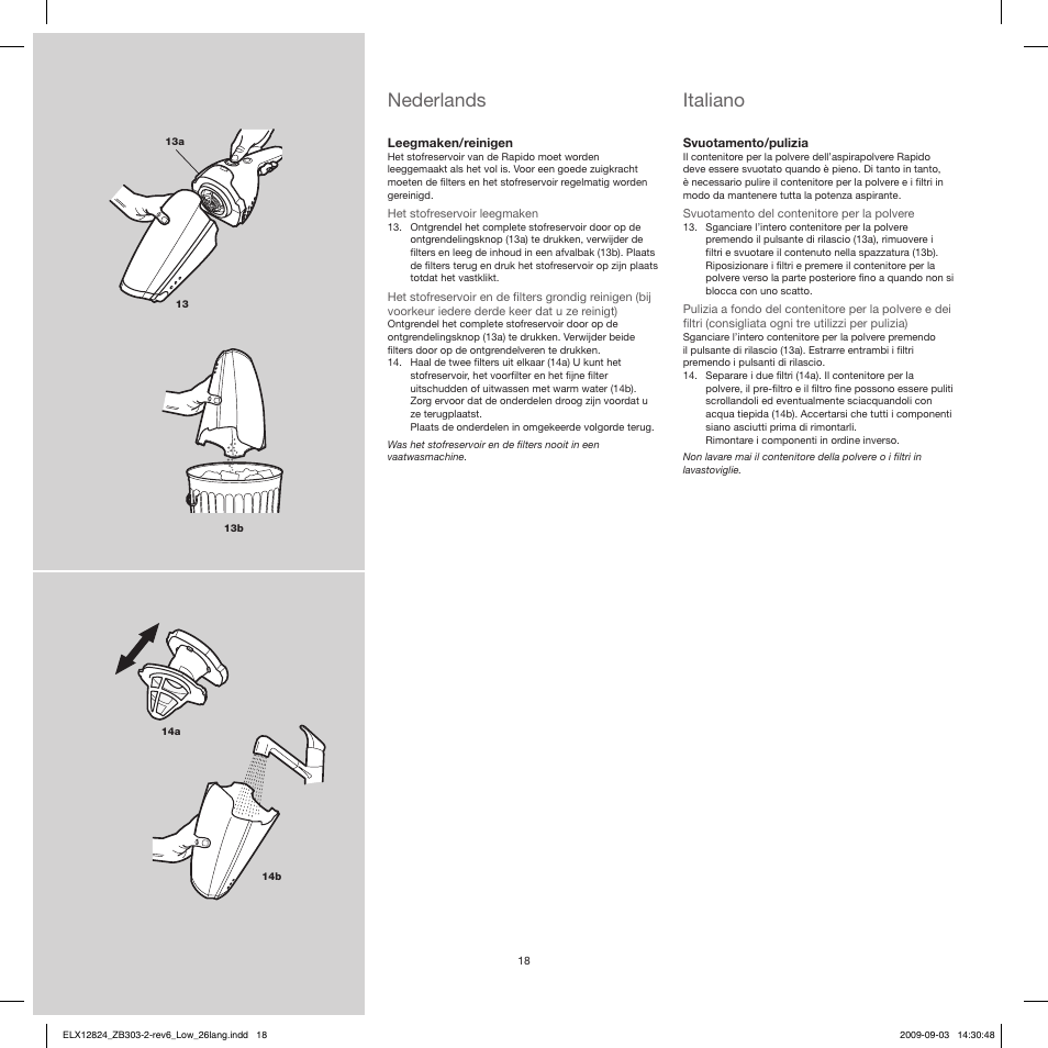Italiano, Nederlands | Electrolux ZB3103 User Manual | Page 18 / 60