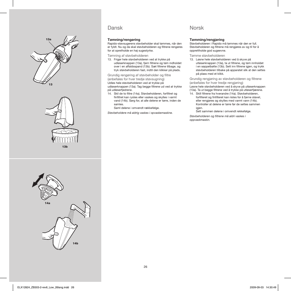 Norsk, Dansk | Electrolux ZB3103 User Manual | Page 26 / 60
