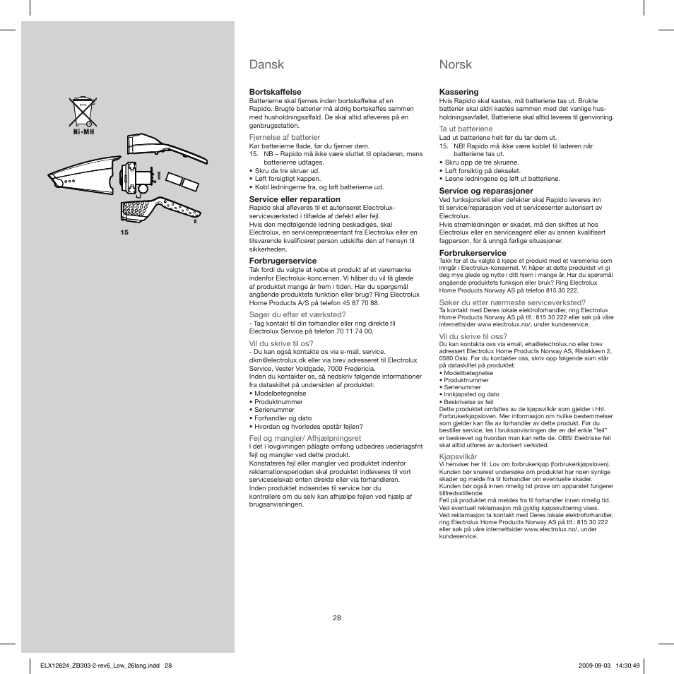Norsk, Dansk | Electrolux ZB3103 User Manual | Page 28 / 60