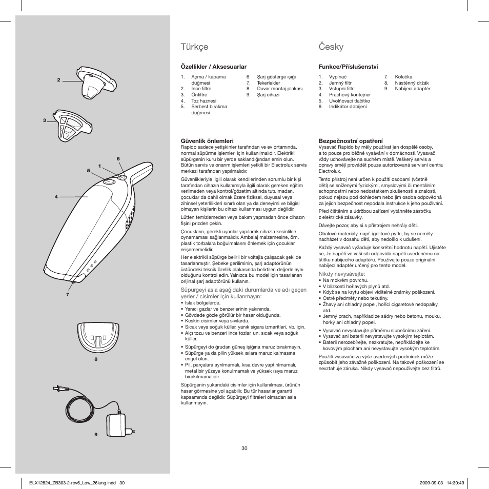Türkçe, Česky | Electrolux ZB3103 User Manual | Page 30 / 60