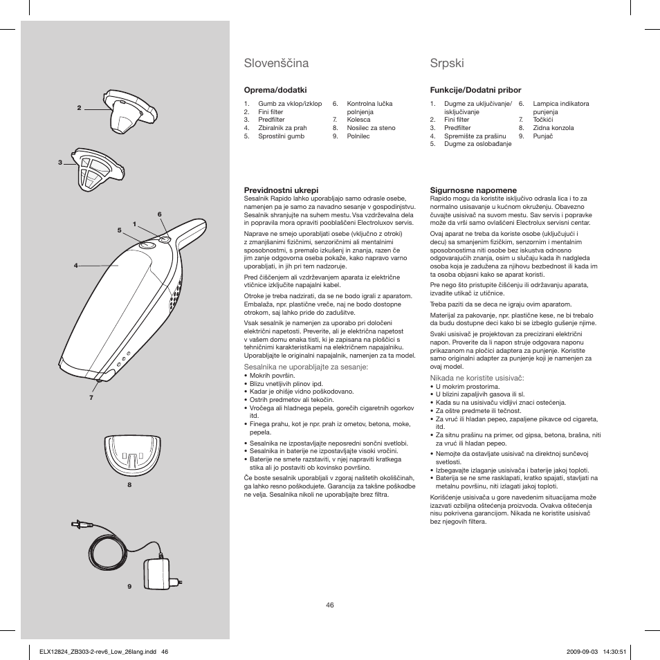 Slovenščina srpski | Electrolux ZB3103 User Manual | Page 46 / 60