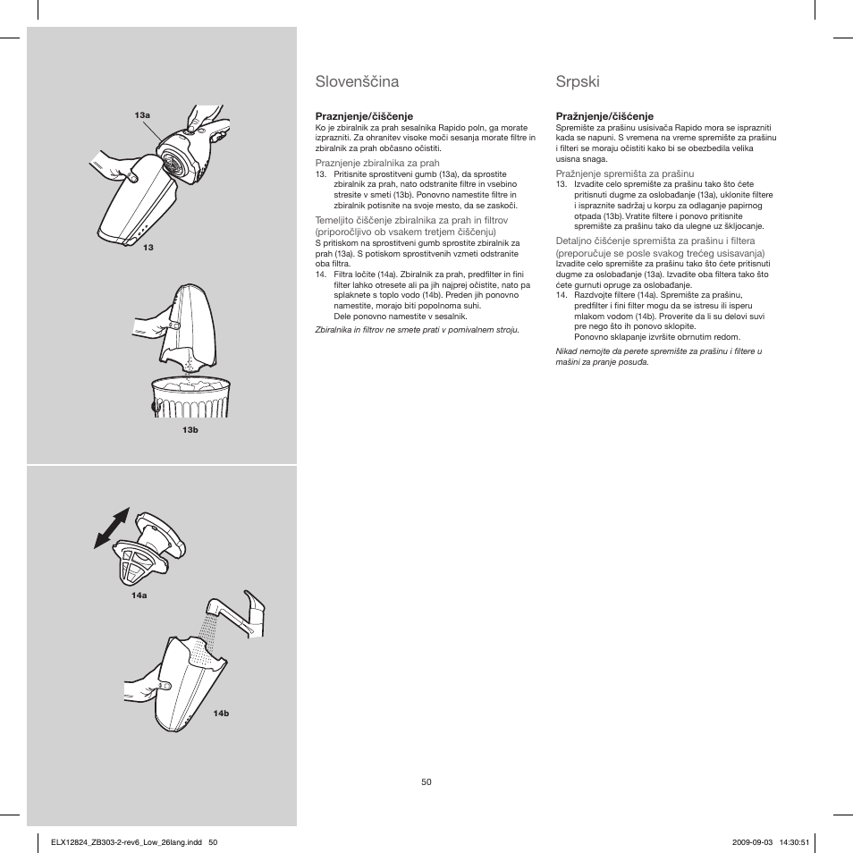 Slovenščina srpski | Electrolux ZB3103 User Manual | Page 50 / 60