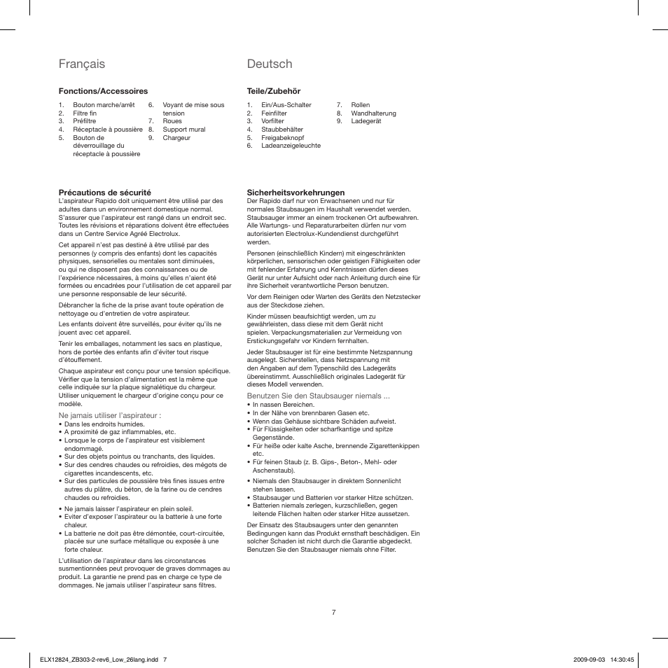 Deutsch, Français | Electrolux ZB3103 User Manual | Page 7 / 60