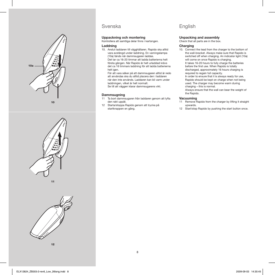 Svenska, English | Electrolux ZB3103 User Manual | Page 8 / 60