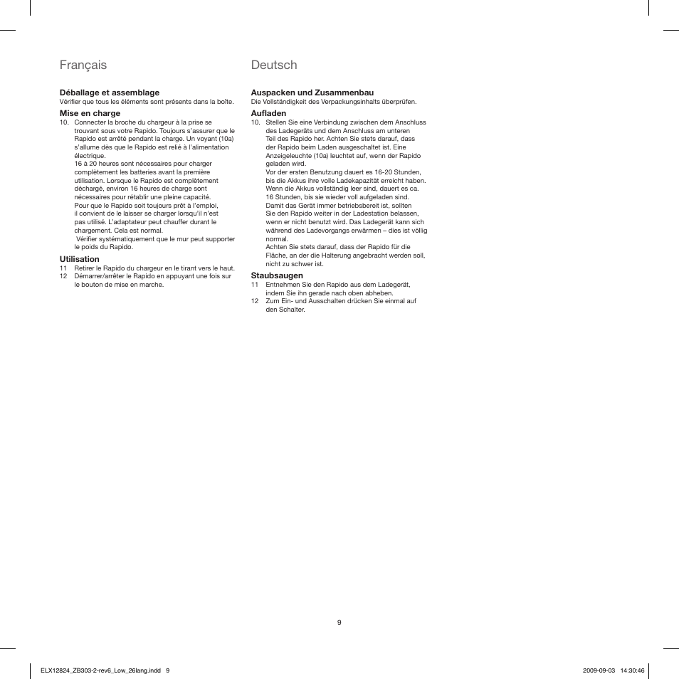 Deutsch, Français | Electrolux ZB3103 User Manual | Page 9 / 60