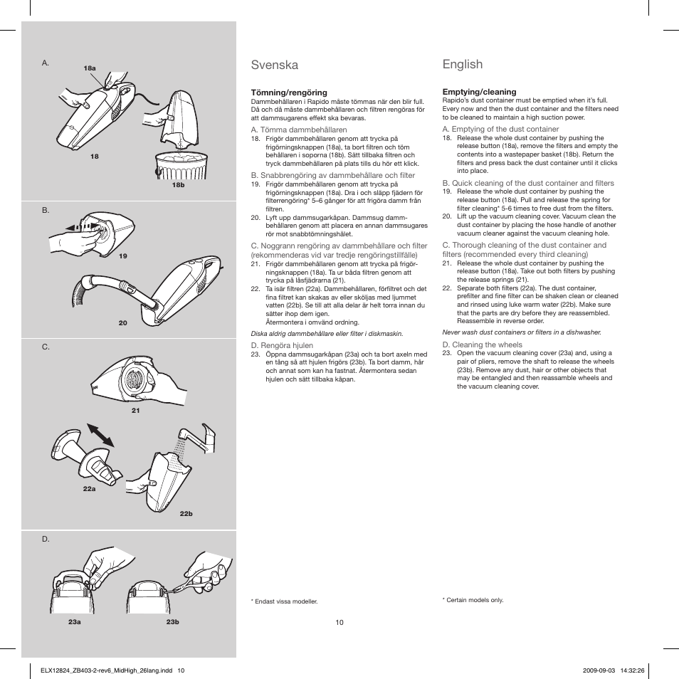 Svenska, English | Electrolux ZB4112 User Manual | Page 10 / 60