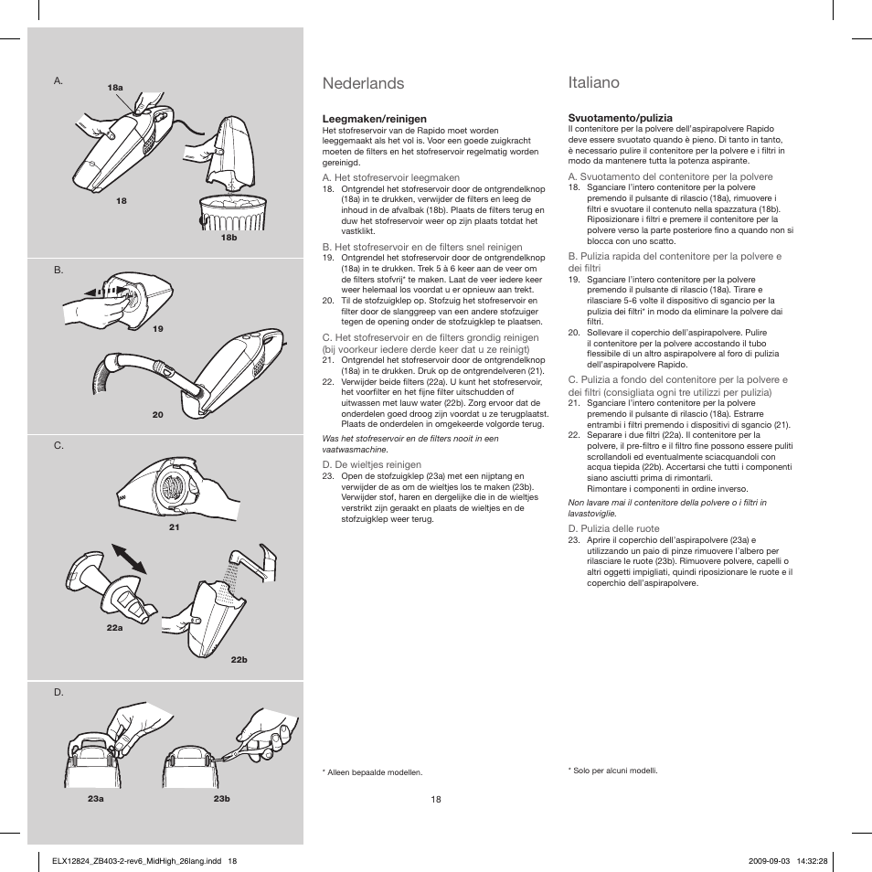 Nederlands, Italiano | Electrolux ZB4112 User Manual | Page 18 / 60