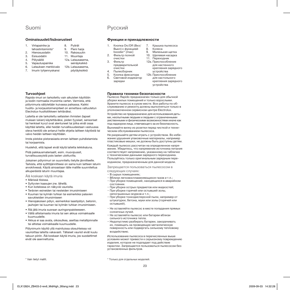 Suomi, Pусский | Electrolux ZB4112 User Manual | Page 23 / 60