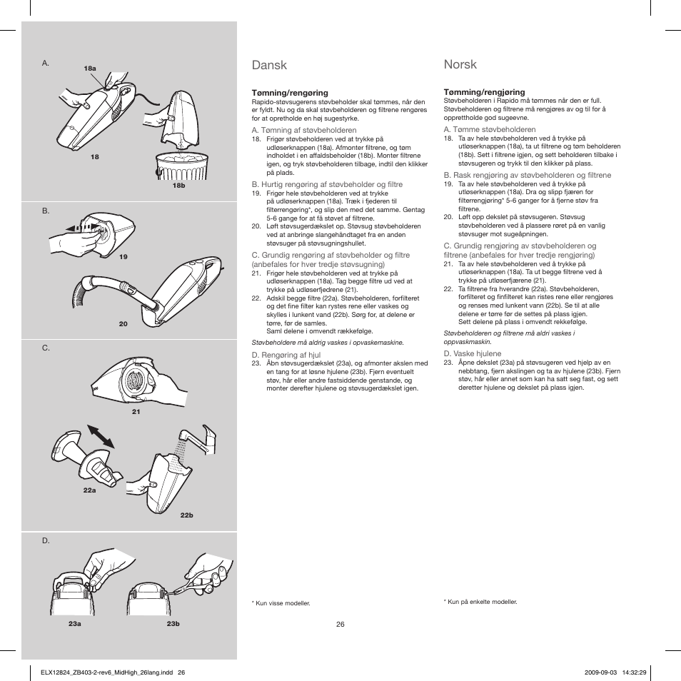 Dansk, Norsk | Electrolux ZB4112 User Manual | Page 26 / 60