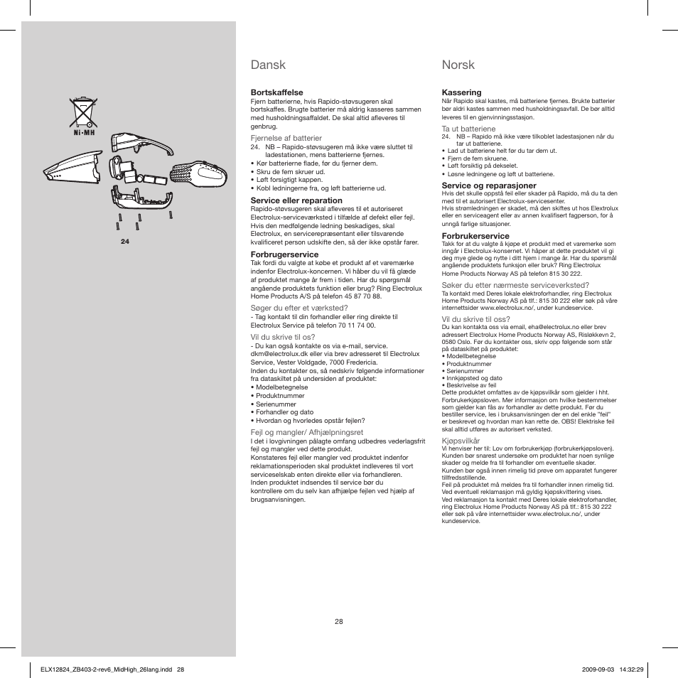Dansk, Norsk | Electrolux ZB4112 User Manual | Page 28 / 60