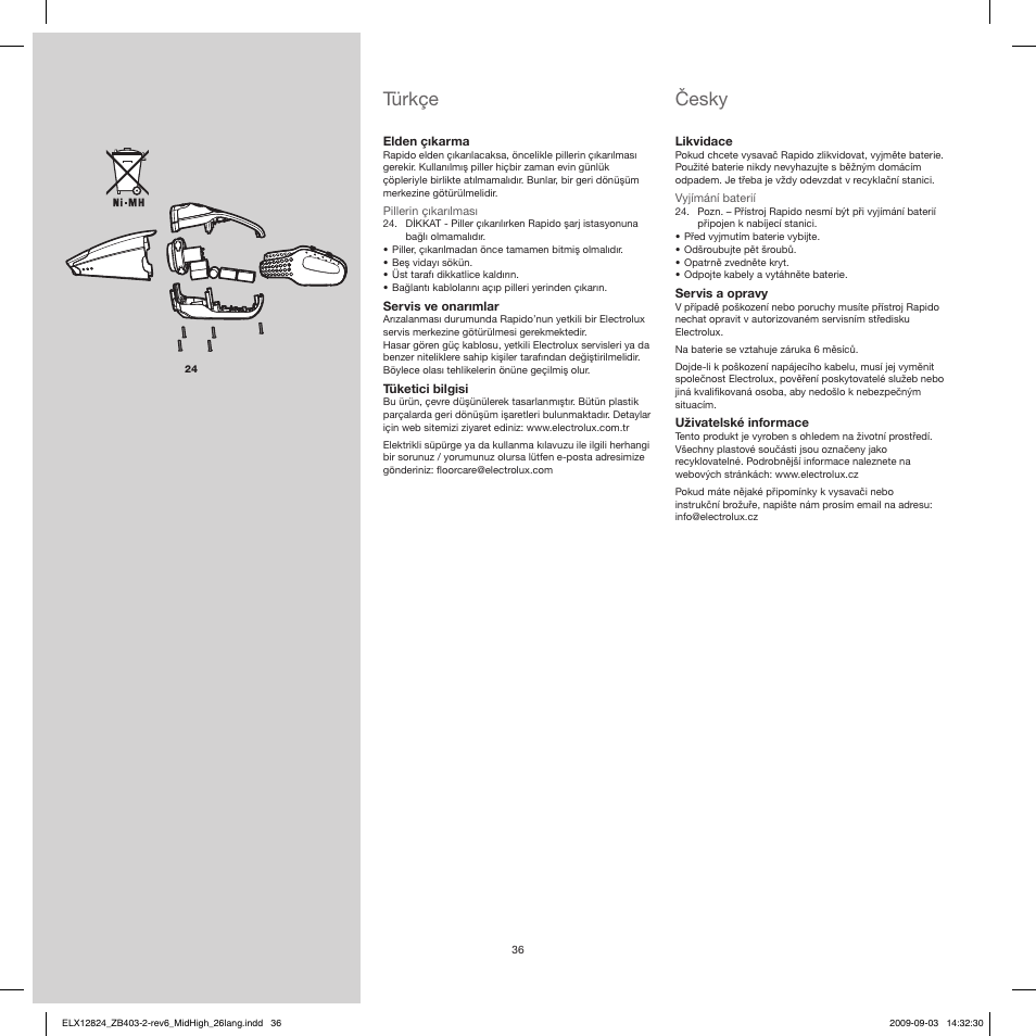 Türkçe, Česky | Electrolux ZB4112 User Manual | Page 36 / 60