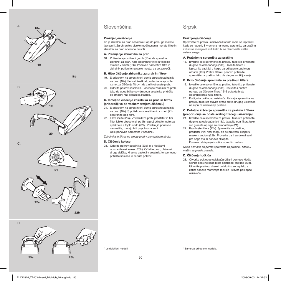 Slovenščina, Srpski | Electrolux ZB4112 User Manual | Page 50 / 60